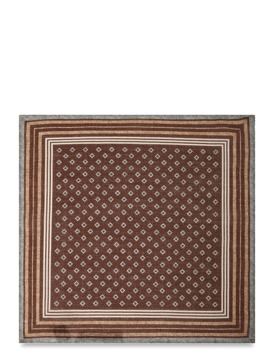 Lindbergh - Wool hankie with pattern - näsdukar - brown - 0
