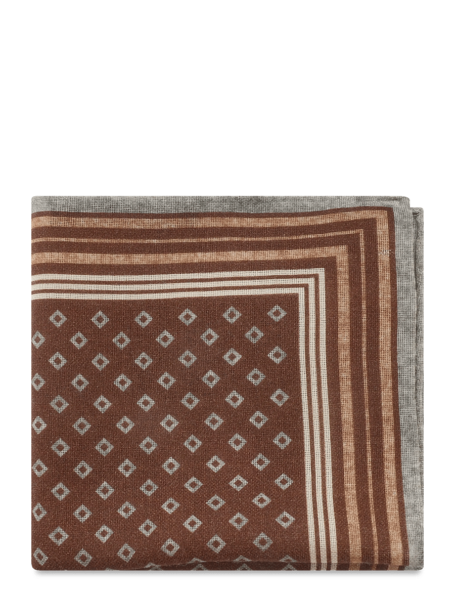Lindbergh - Wool hankie with pattern - näsdukar - brown - 1