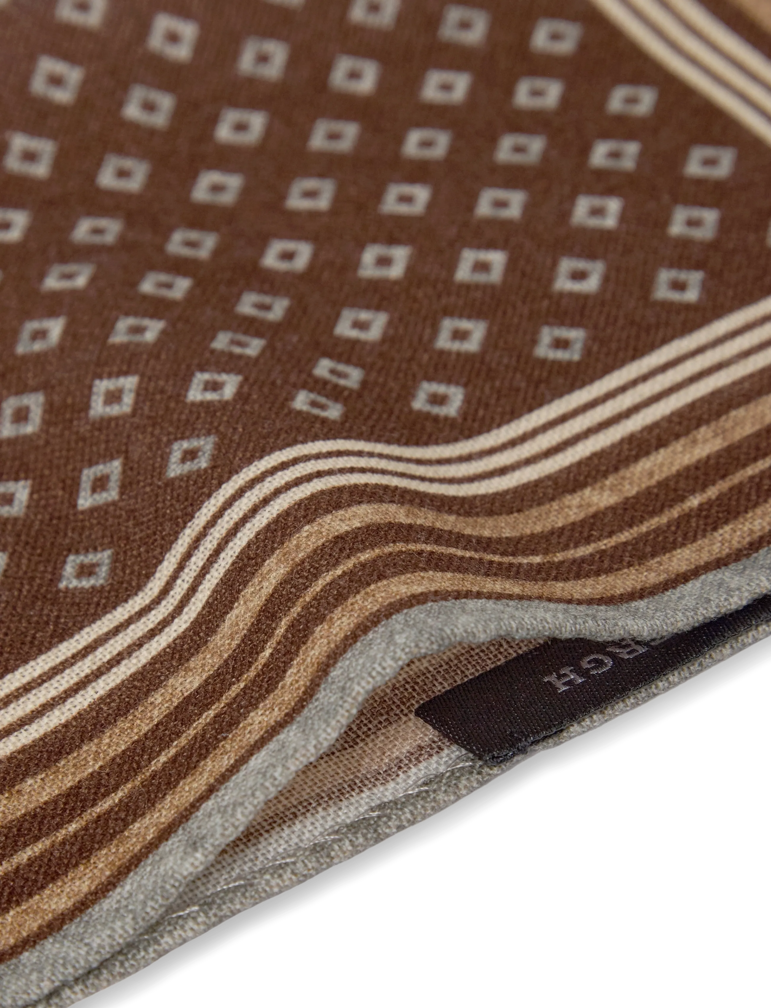 Lindbergh - Wool hankie with pattern - näsdukar - brown - 2