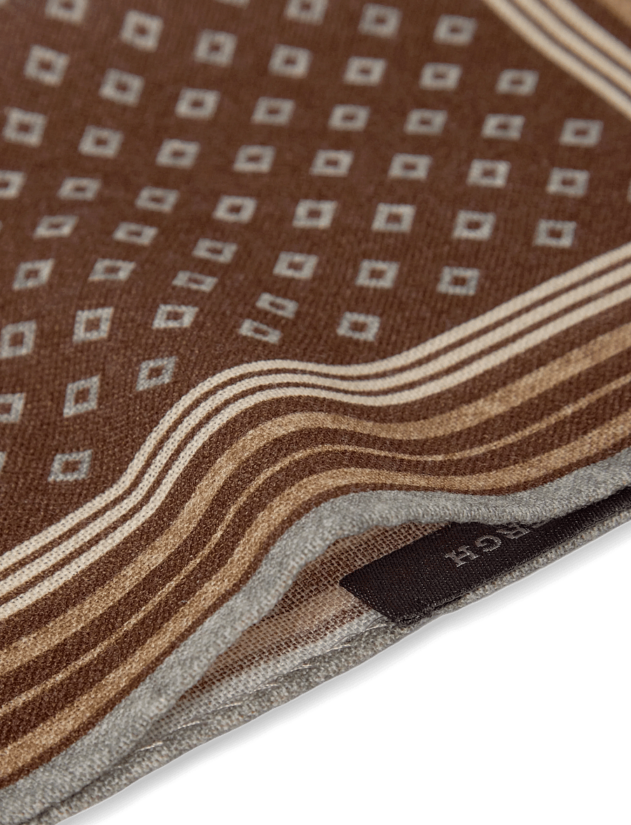 Lindbergh - Wool hankie with pattern - näsdukar - brown - 2