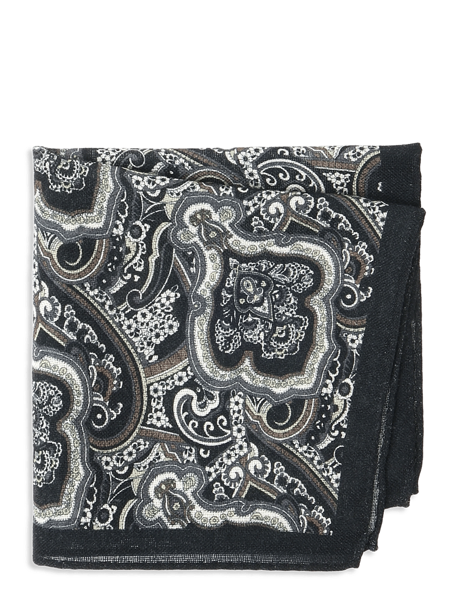 Lindbergh - Wool hankie with pattern - näsdukar - black - 1