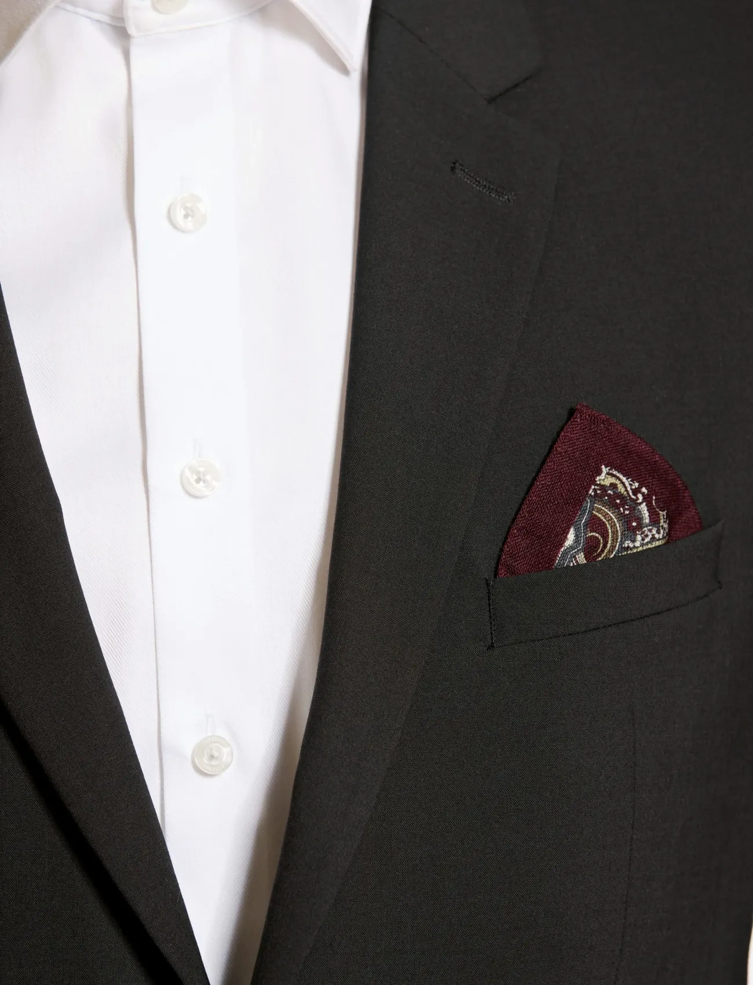 Lindbergh - Wool hankie with pattern - pocket squares - burgundy - 1