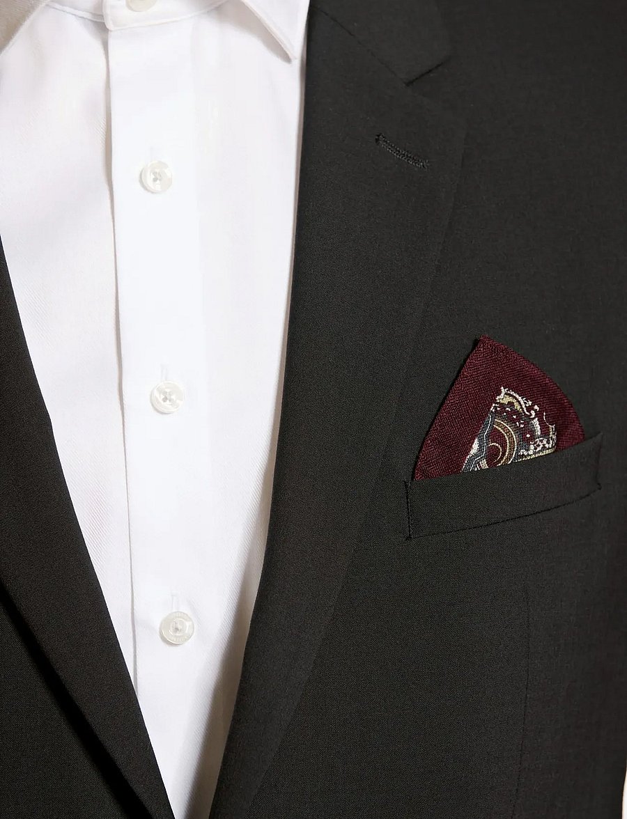Lindbergh - Wool hankie with pattern - pocket squares - burgundy - 1