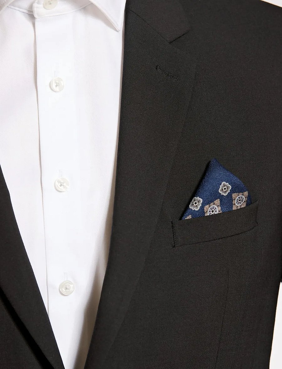 Lindbergh - Wool hankie with pattern - einstecktücher - lt blue - 1