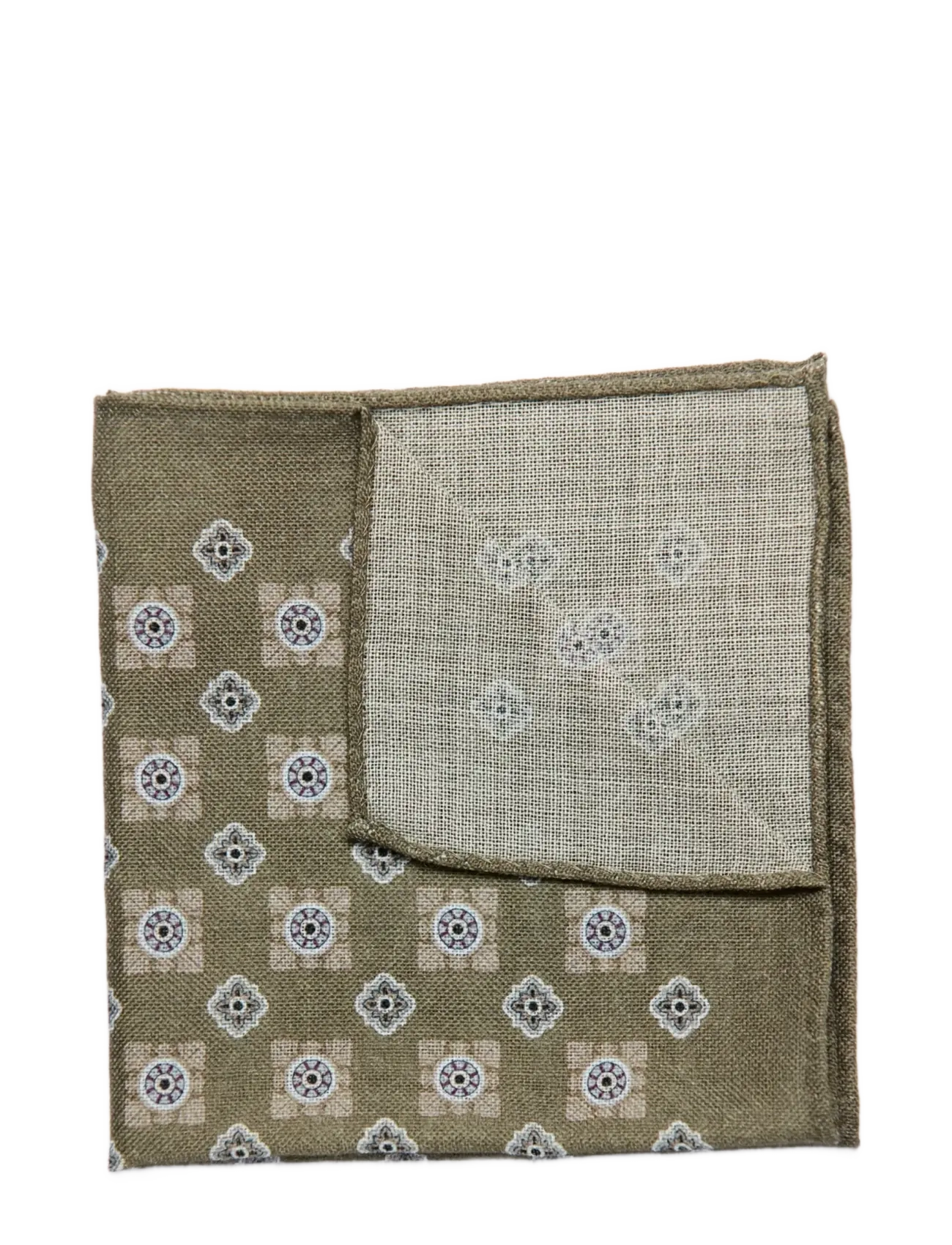 Lindbergh Wool hankie with pattern - Looks for less - OLIVE / khaki/green