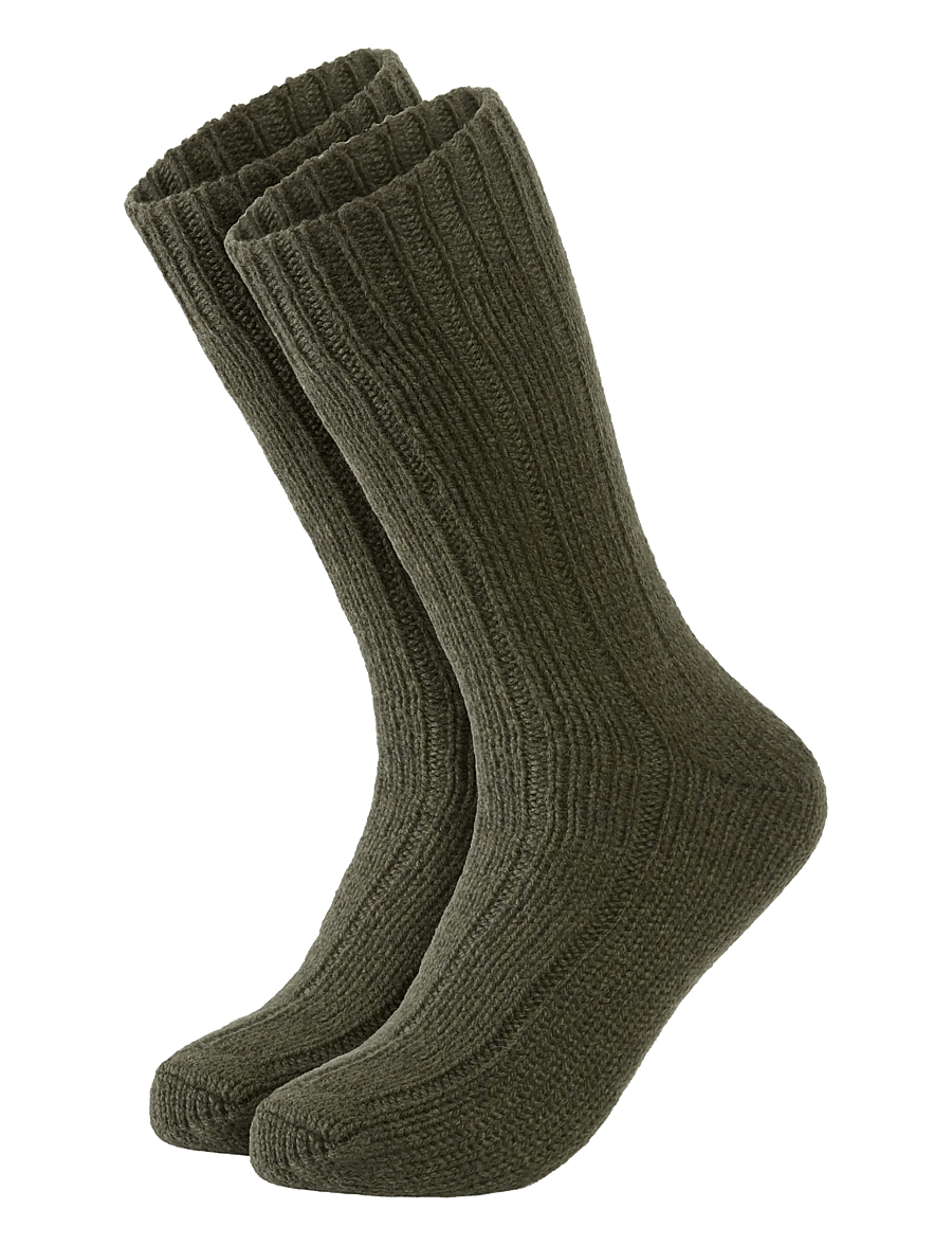 Lindbergh - 2 pack rag wool sock - crew socks - army mel - 0