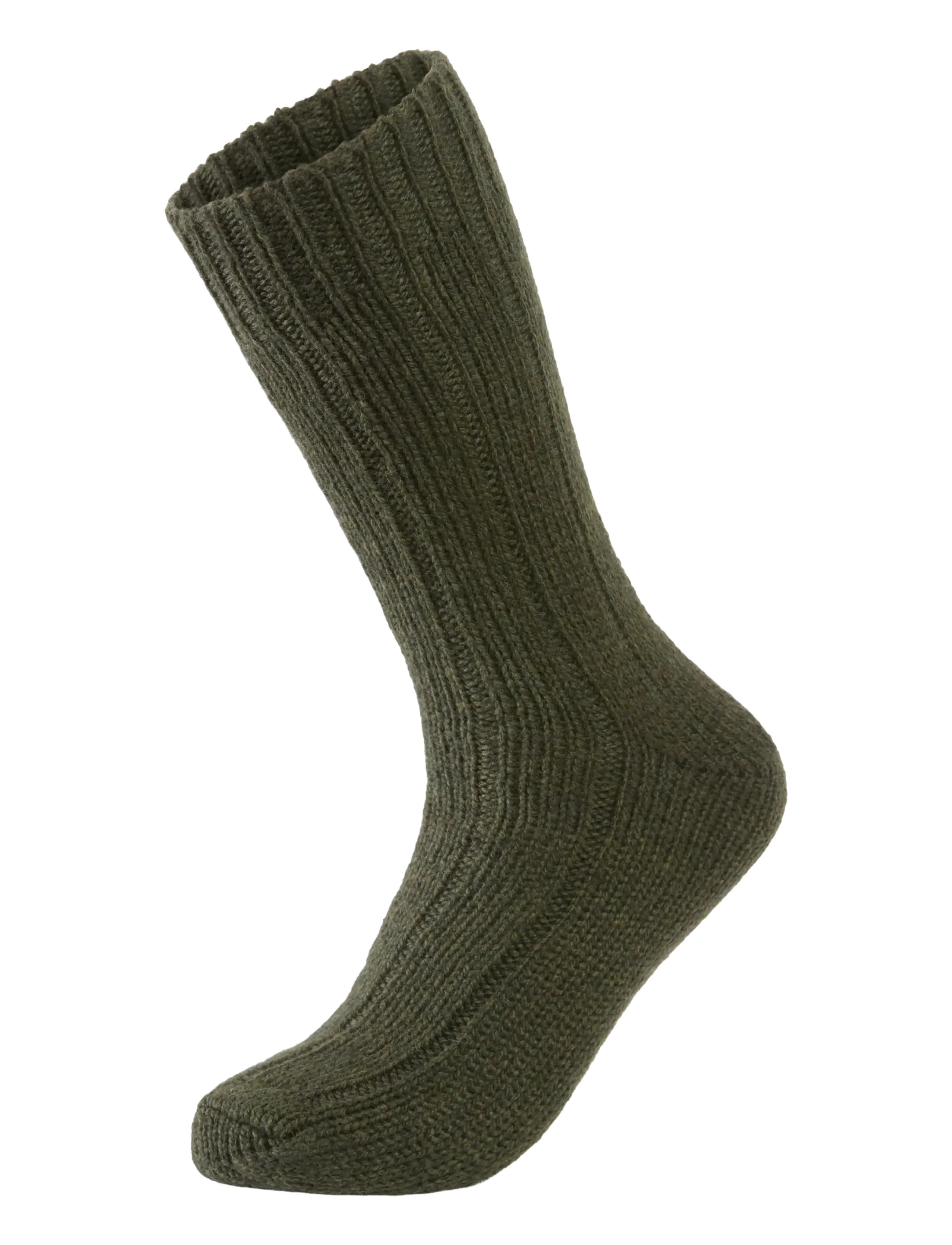 Lindbergh - 2 pack rag wool sock - crew socks - army mel - 1