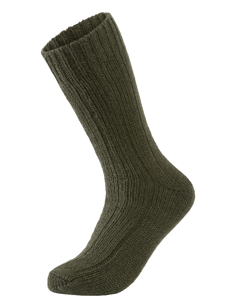 Lindbergh - 2 pack rag wool sock - crew socks - army mel - 1