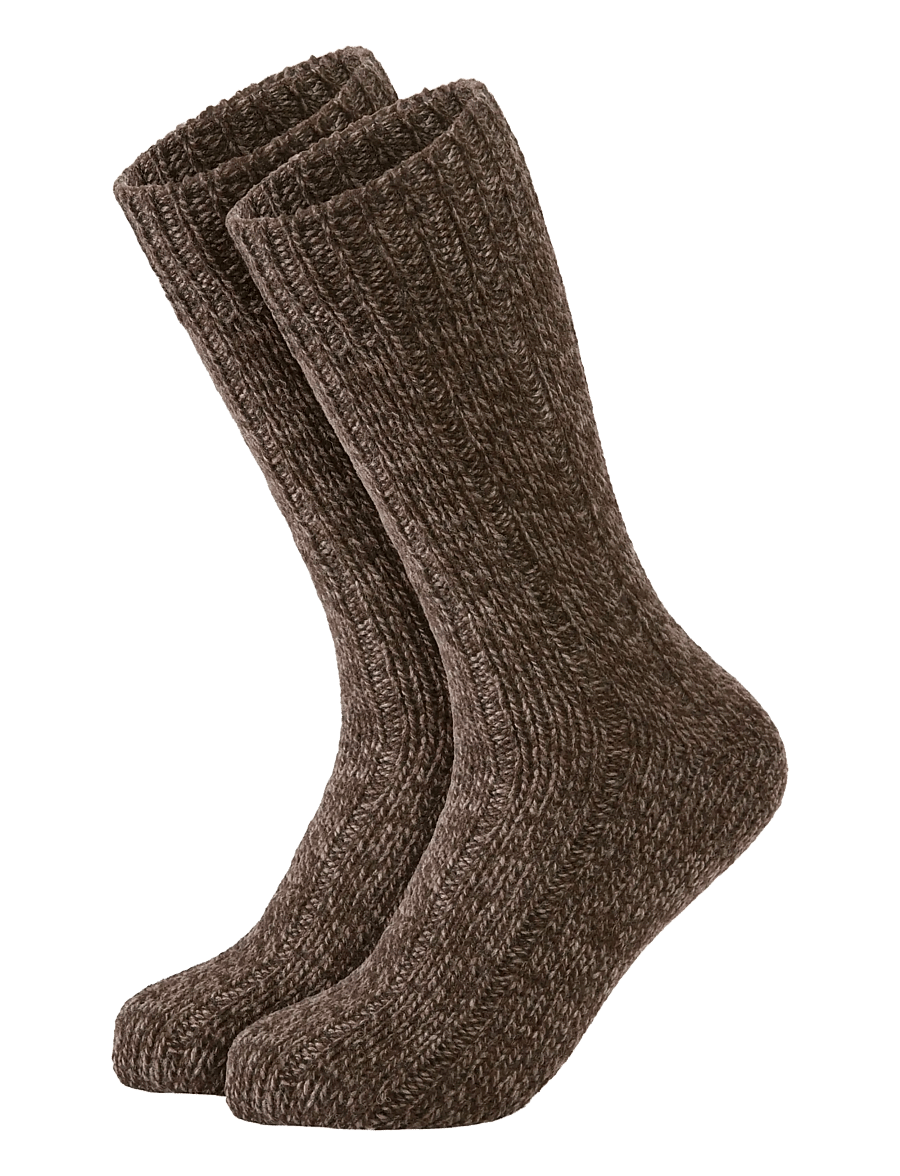 Lindbergh - 2 pack rag wool sock - crew socks - brown twist - 0