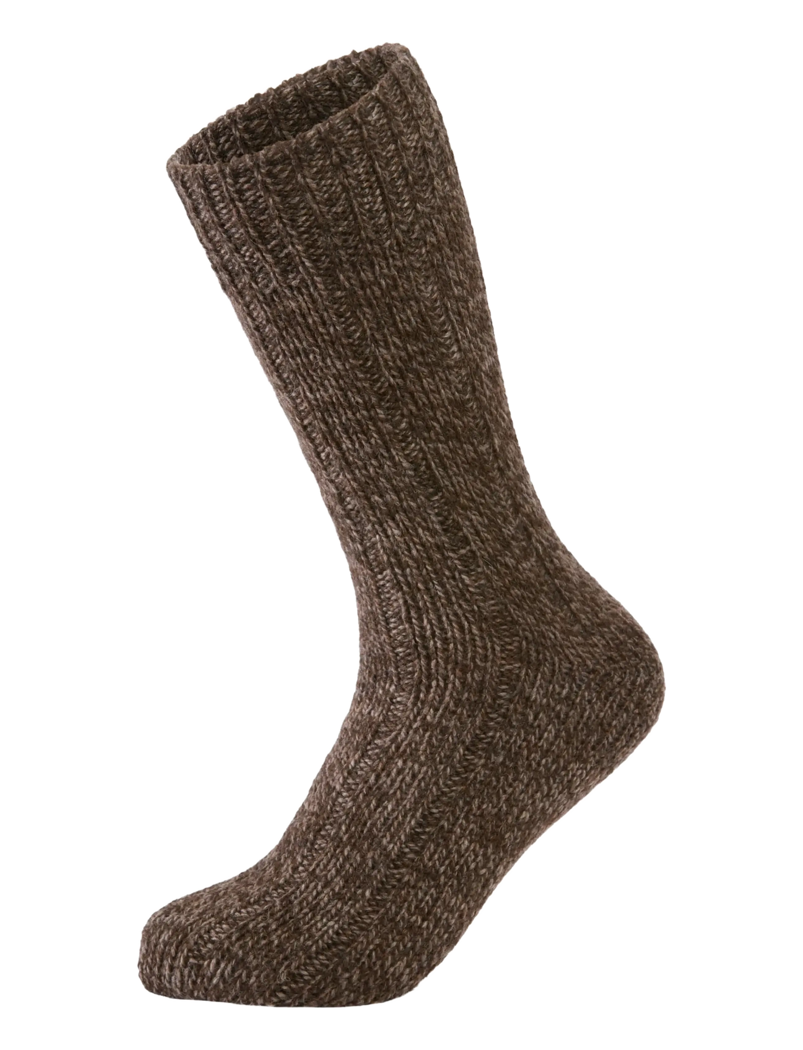 Lindbergh - 2 pack rag wool sock - crew socks - brown twist - 1