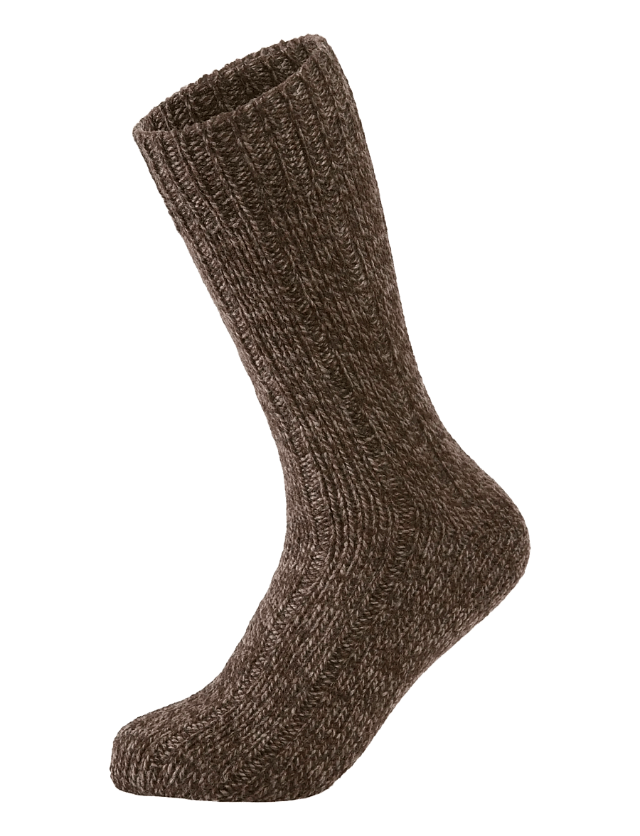 Lindbergh - 2 pack rag wool sock - crew socks - brown twist - 1