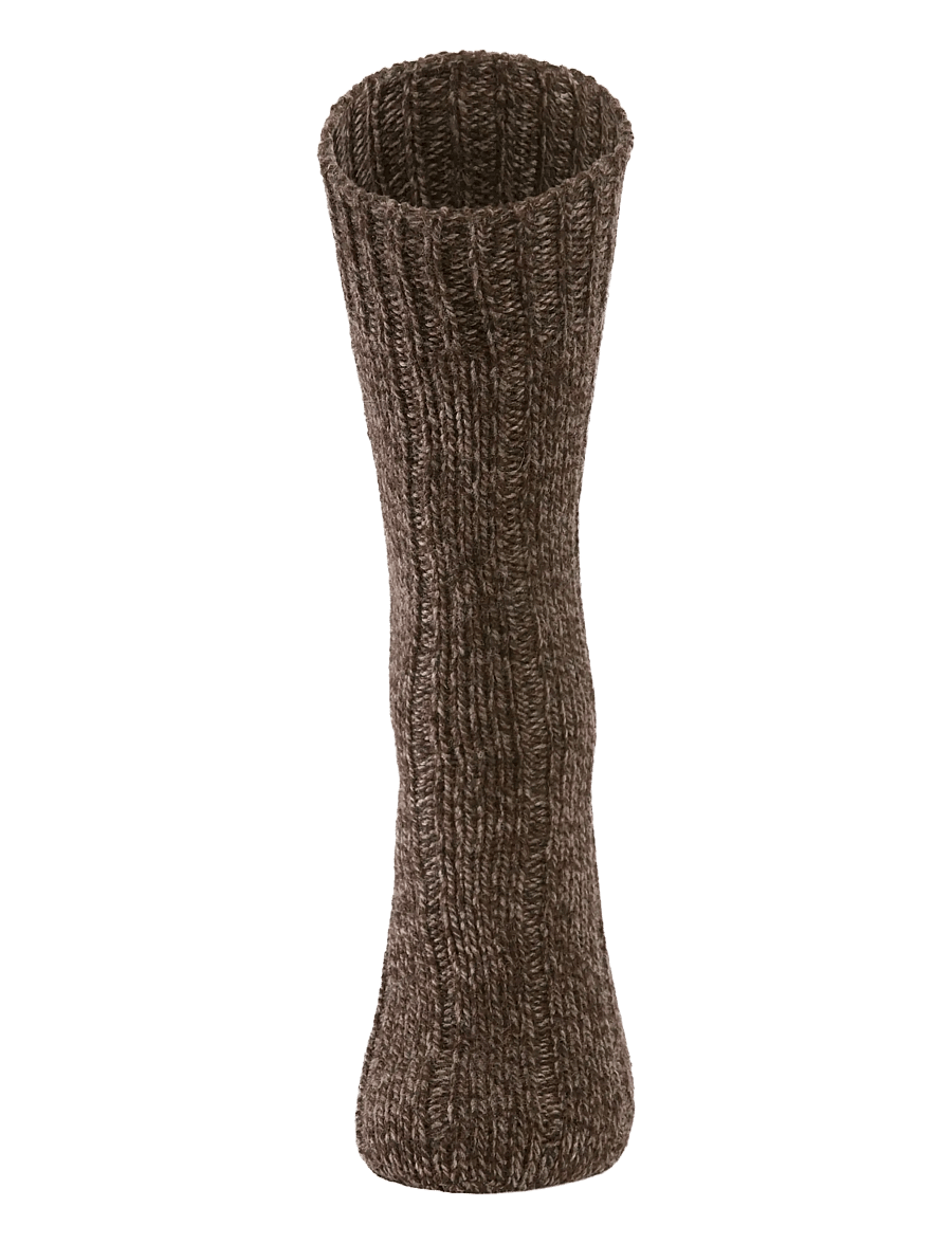 Lindbergh - 2 pack rag wool sock - crew socks - brown twist - 2