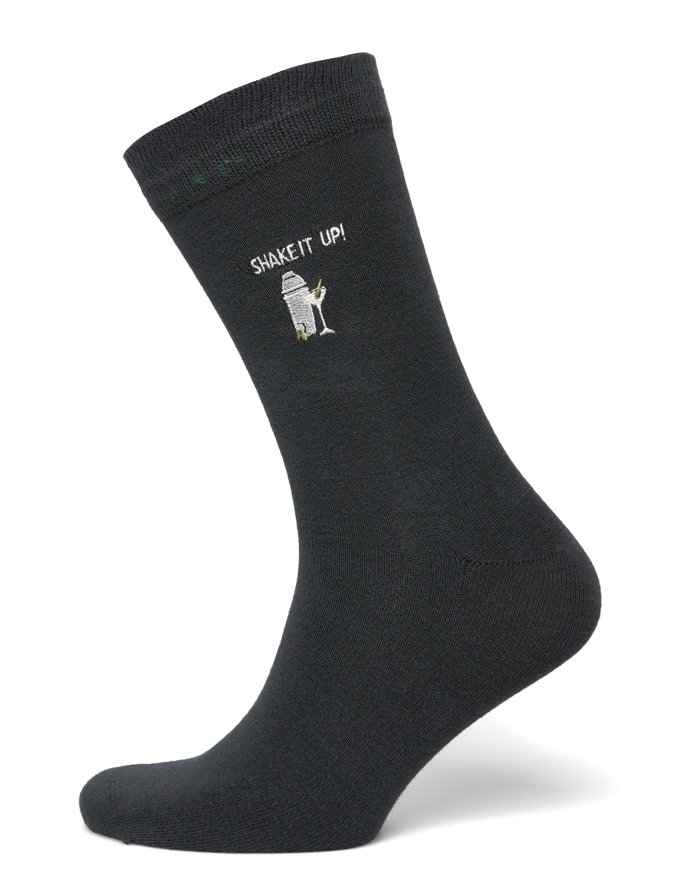 Lindbergh Embroidery bamboo sock - Strømper - DK GREY / grey