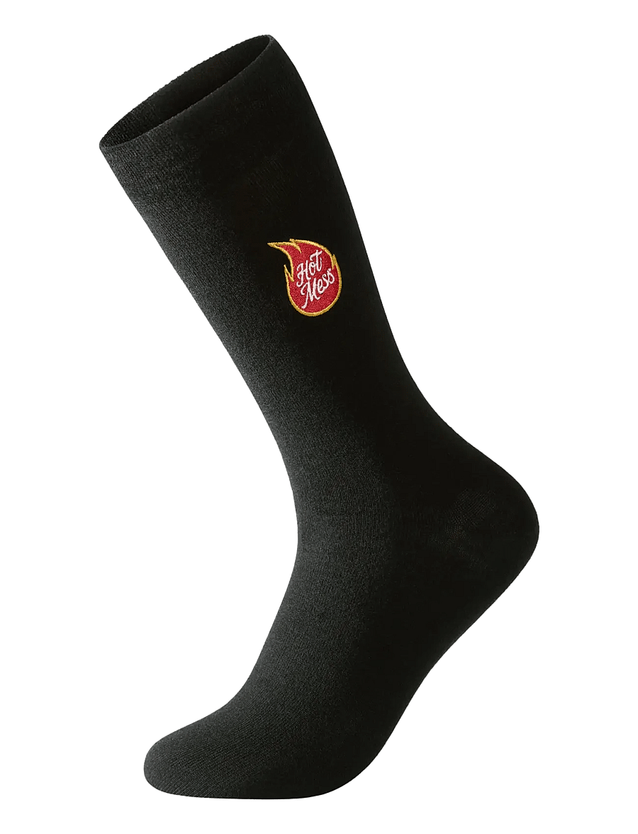 Lindbergh - Embroidery bamboo sock - crew socks - black ink - 0