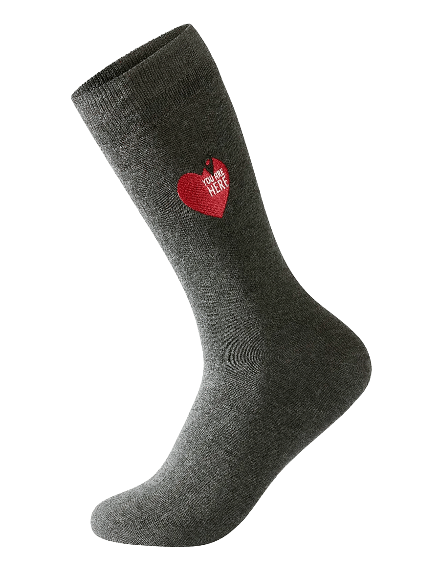 Lindbergh - Embroidery bamboo sock - crew socks - charcoal mel - 0