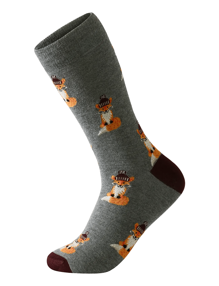 Lindbergh - Animal bamboo sock - tennissocken - dk grey mel - 0