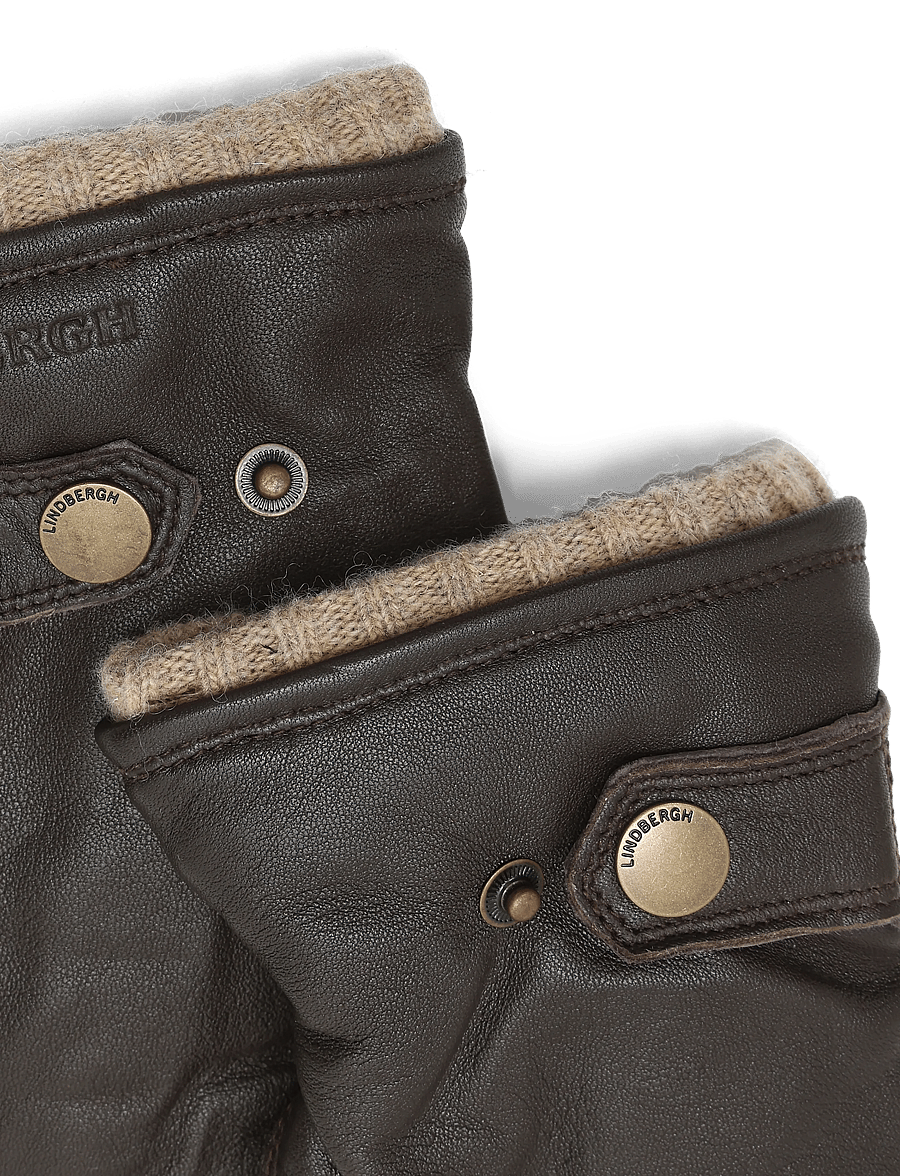 Lindbergh - Soft leather gloves w?. primaloft padding - kollektionen - dk brown - 3