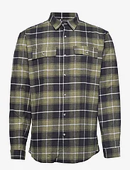 Lindbergh - Checked flannel shirt L/S - checkered shirts - army - 0