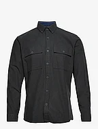 Brushed twill shirt L/S - BLACK
