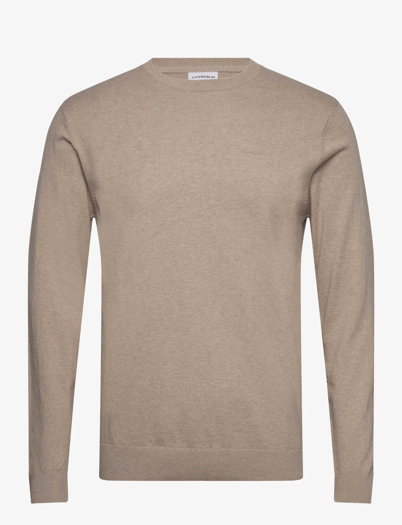 Lindbergh - Knitted O-neck sweater - pyöreäaukkoiset - sand mel - 0
