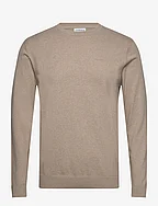 Knitted O-neck sweater - SAND MEL