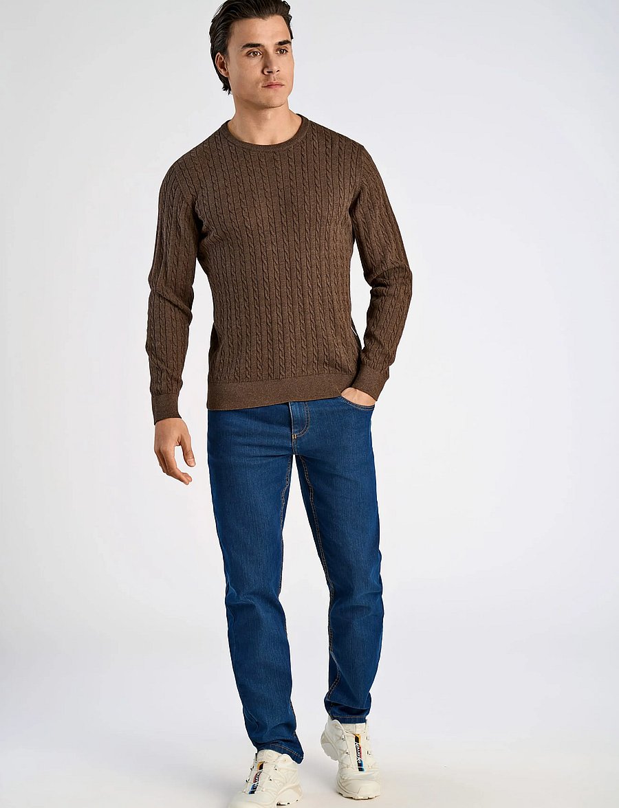 Lindbergh - Knit - rund hals - mid brown mel - 0