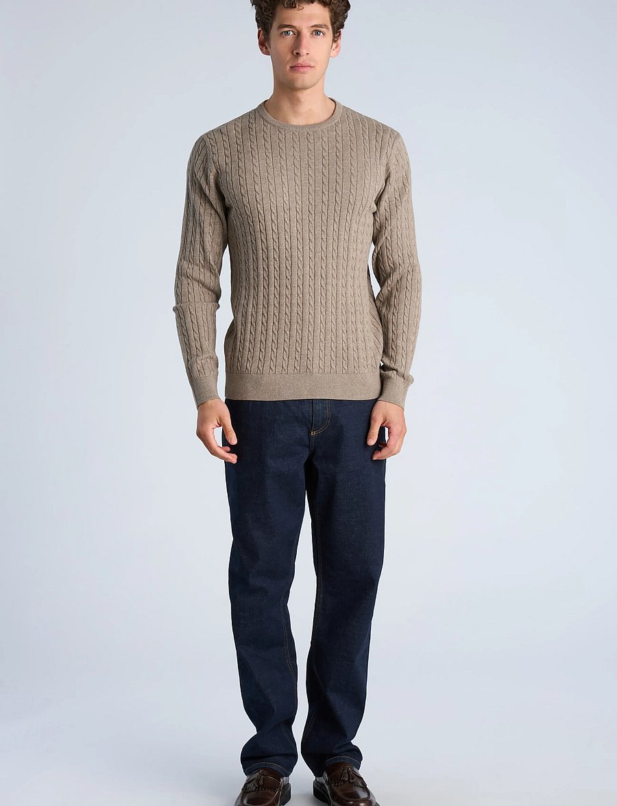 Lindbergh - Knit - rundhalsad - mid sand mel - 0