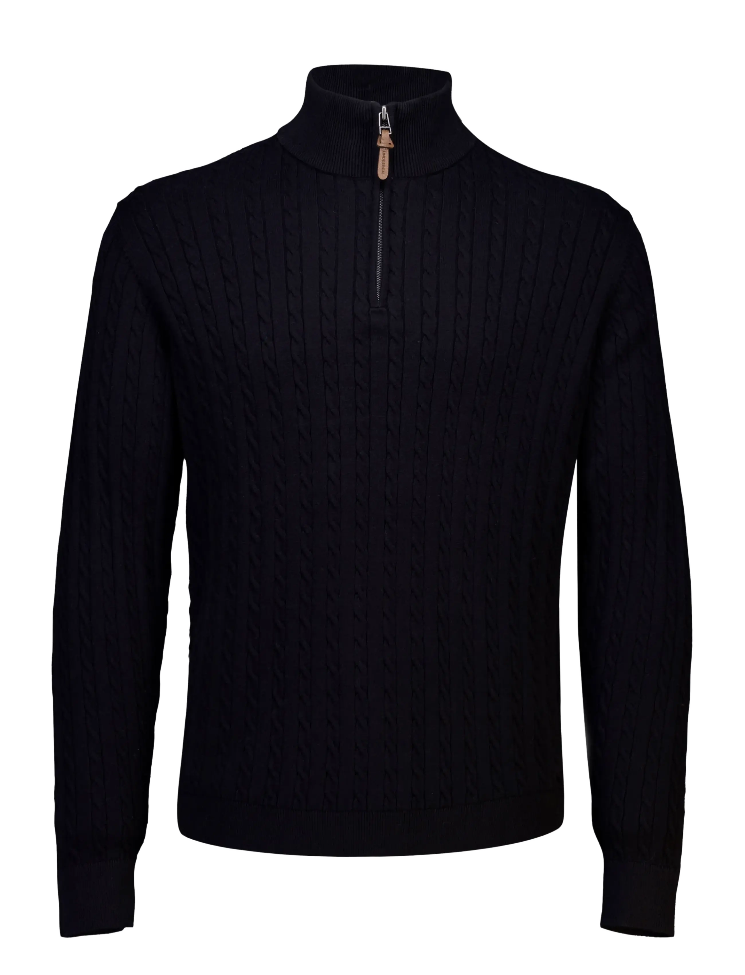 Lindbergh 1/2 zip cable knit - Lindbergh - BLACK / black