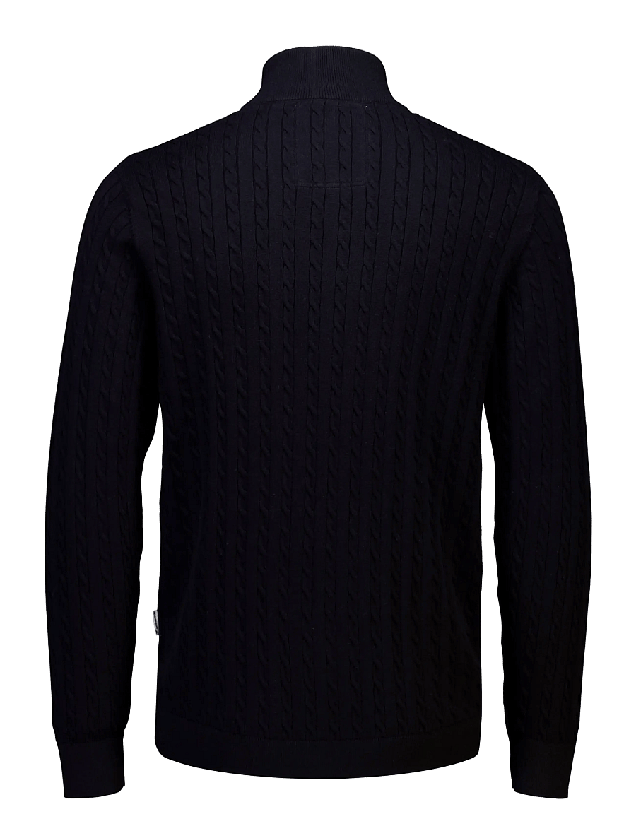 Lindbergh - 1/2 zip cable knit - halfzip strik - black - 2