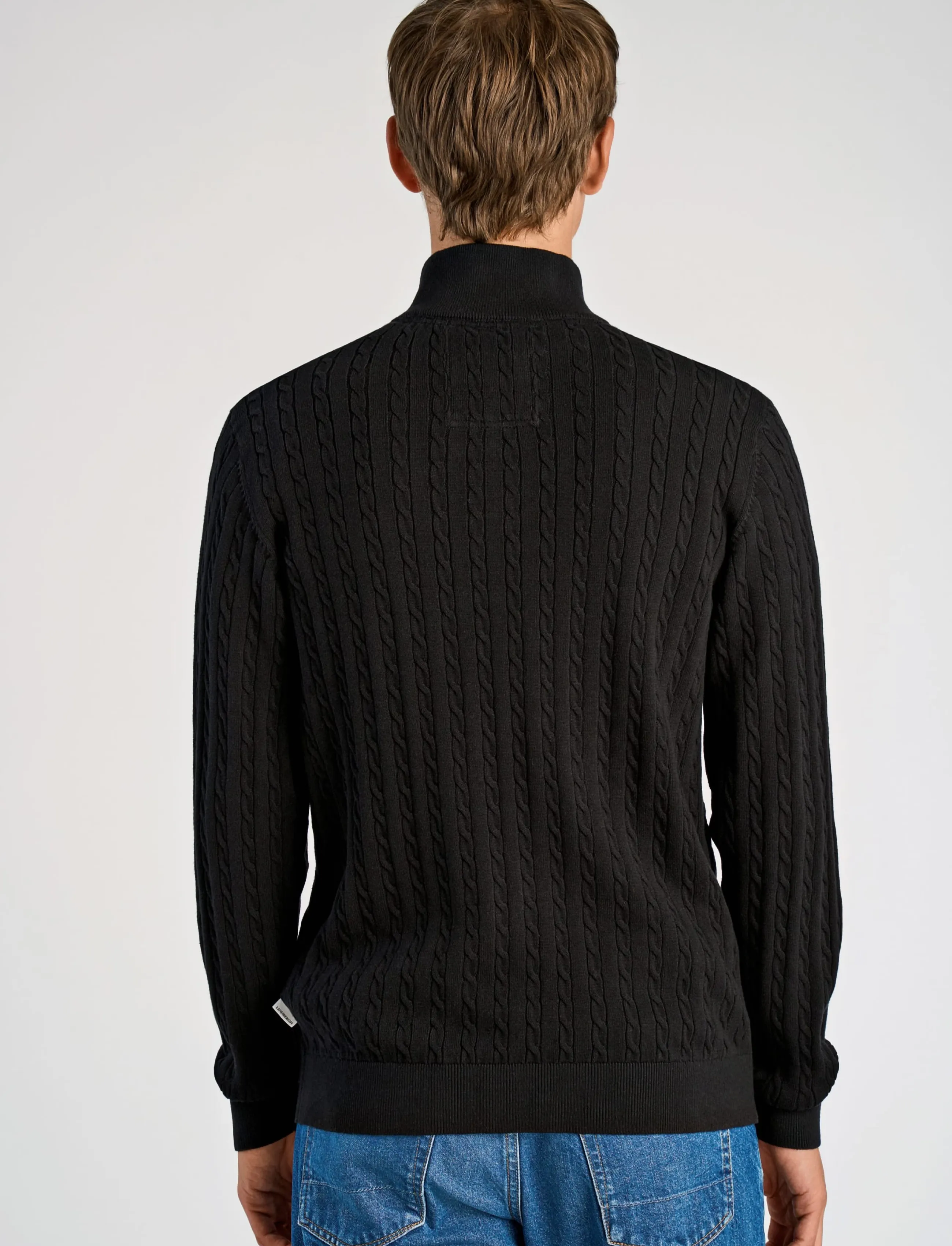 Lindbergh - 1/2 zip cable knit - pullover mit halbem reißverschluss - black - 4