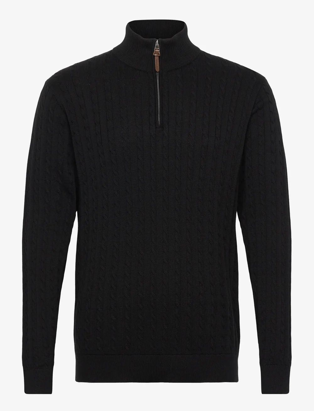 Lindbergh - 1/2 zip cable knit - half zip jumpers - black - 0