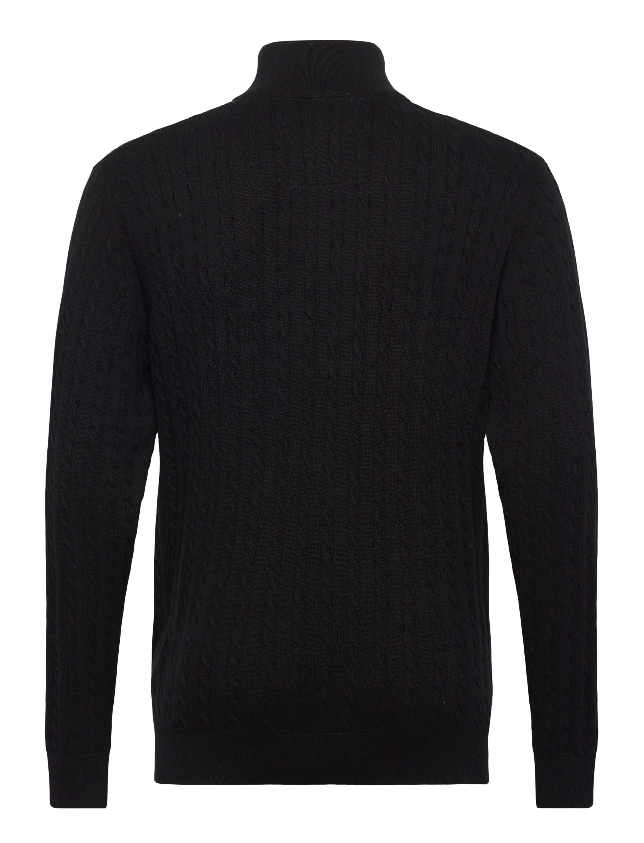 Lindbergh - 1/2 zip cable knit - mężczyźni - black - 1