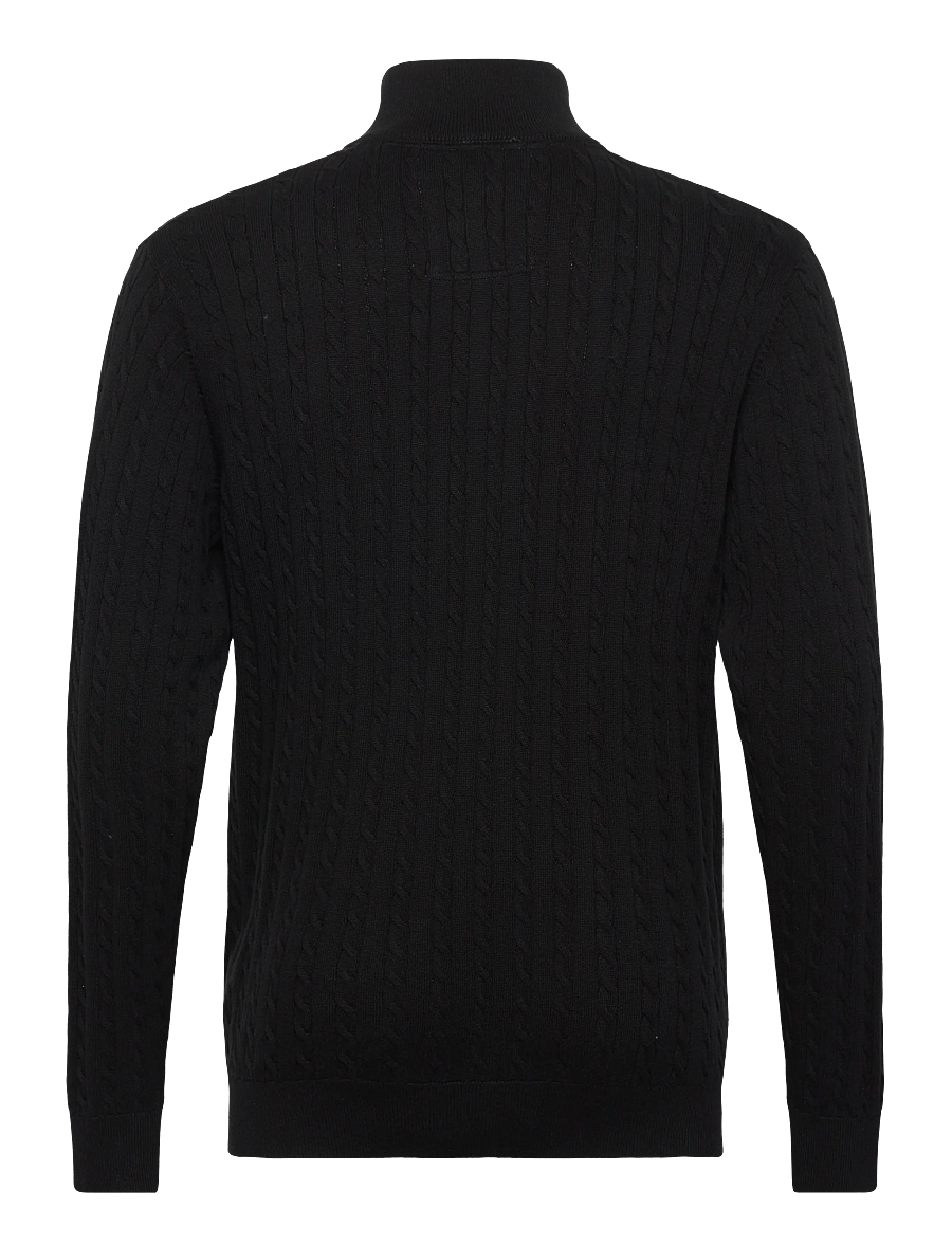Lindbergh - 1/2 zip cable knit - half zip-tröjor - black - 1