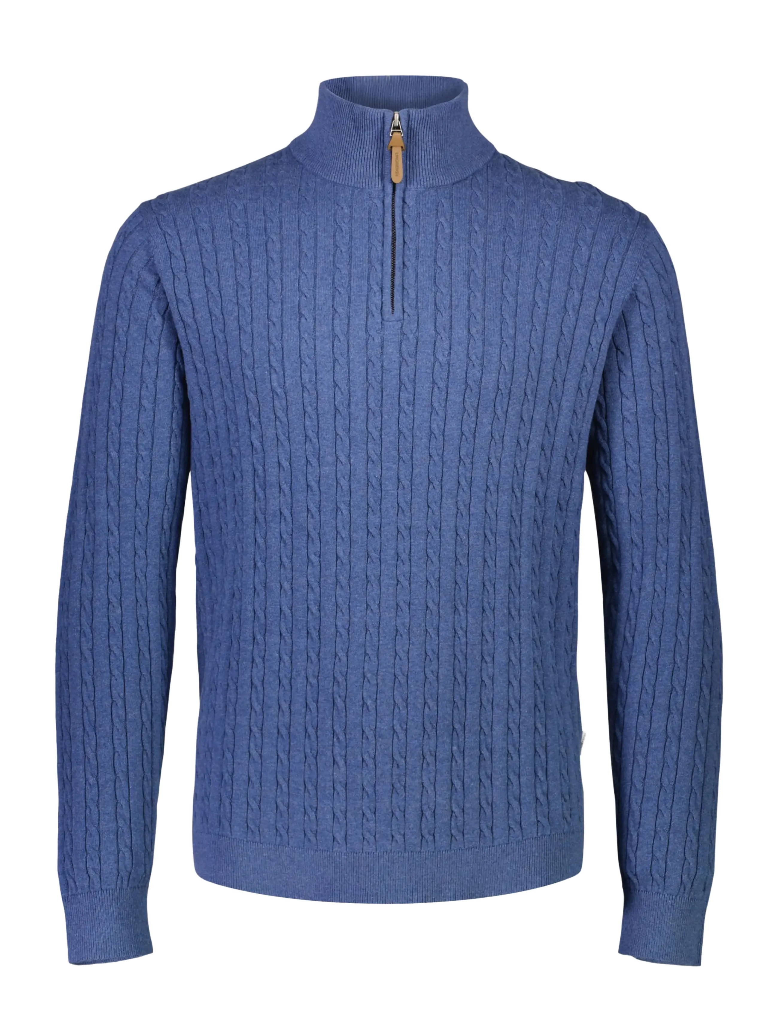 Lindbergh 1/2 zip cable knit - Lindbergh - BLUE MEL / blue