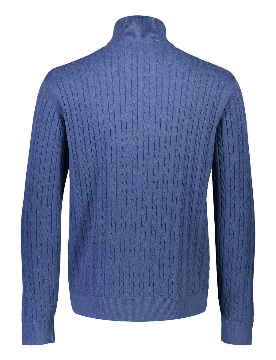 Lindbergh - 1/2 zip cable knit - halfzip strik - blue mel - 2