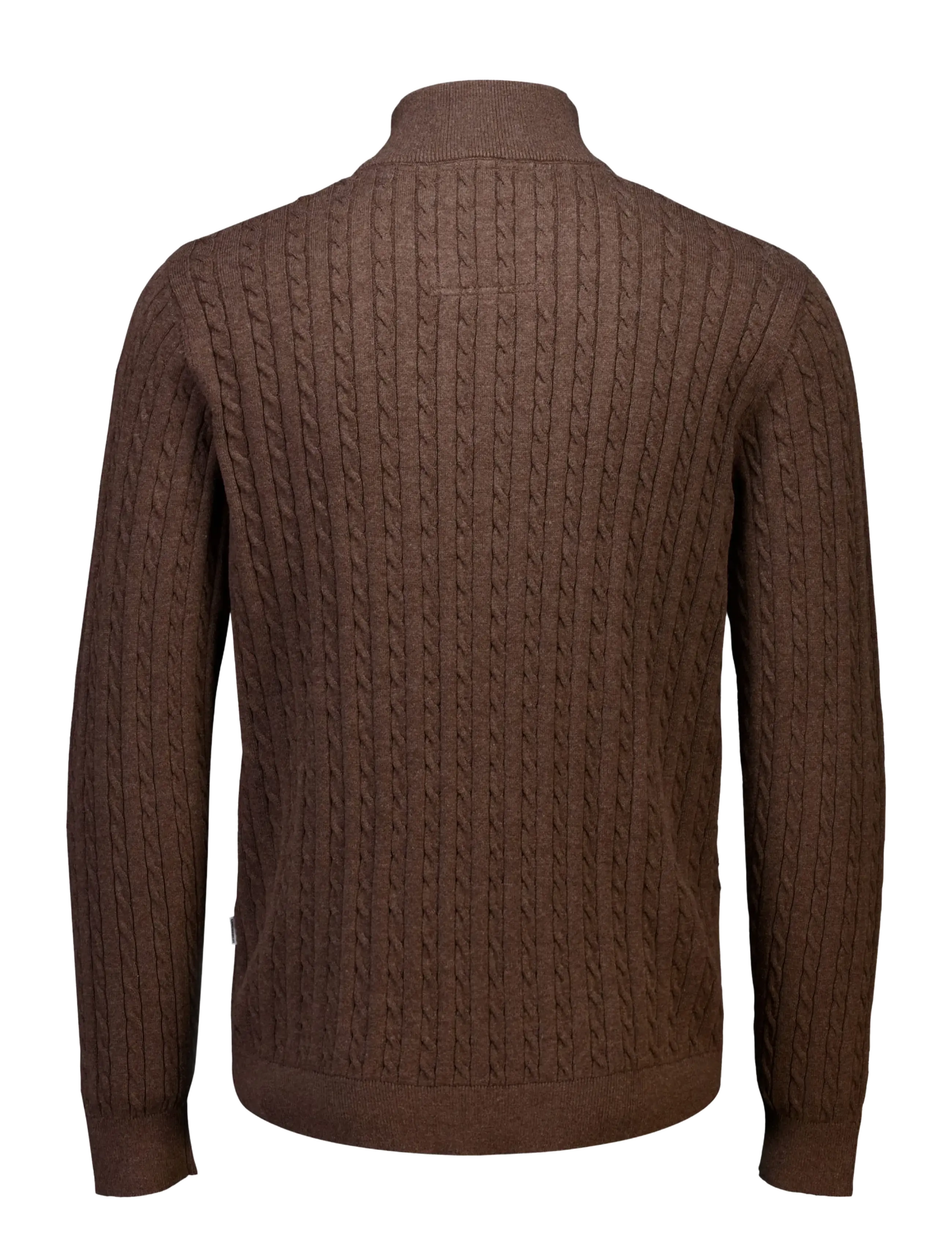 Lindbergh - 1/2 zip cable knit - half zip-tröjor - mid brown mel - 2