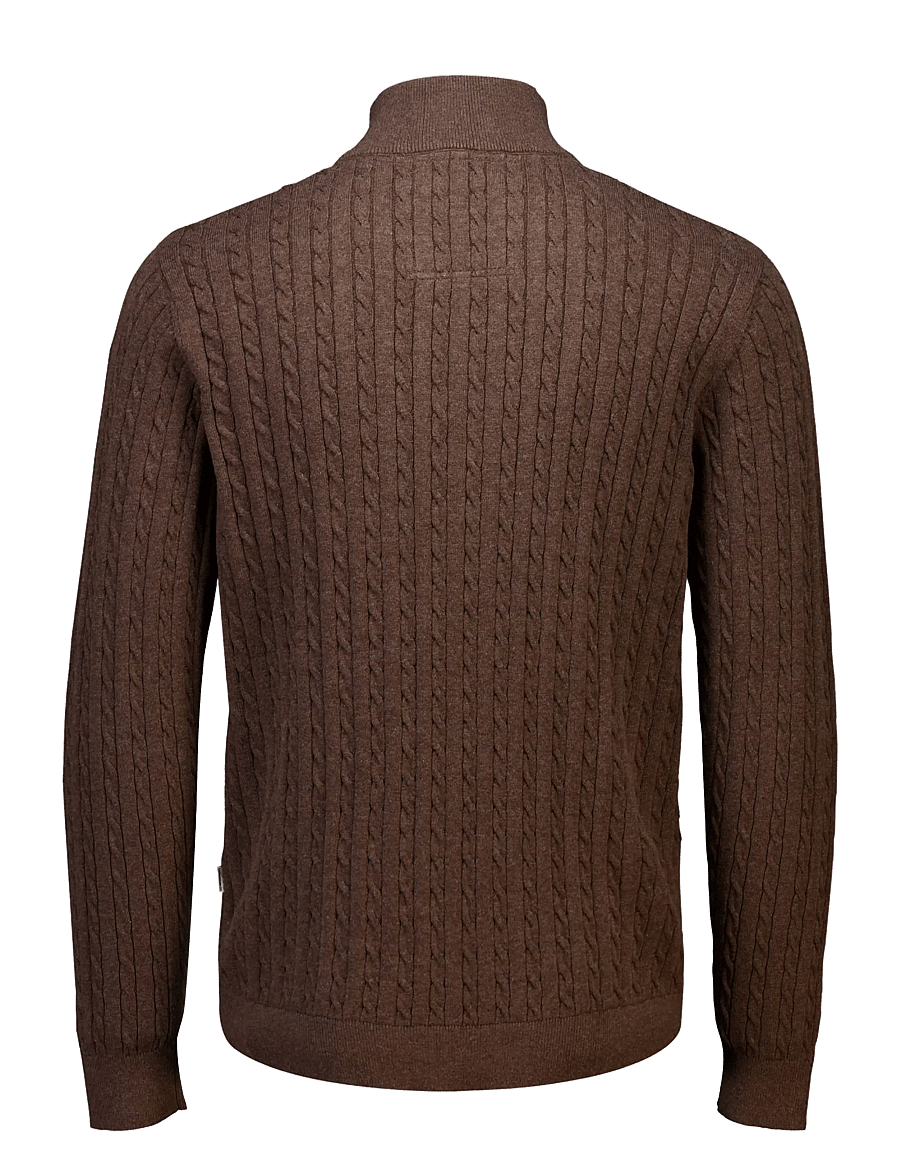 Lindbergh - 1/2 zip cable knit - half zip-tröjor - mid brown mel - 2