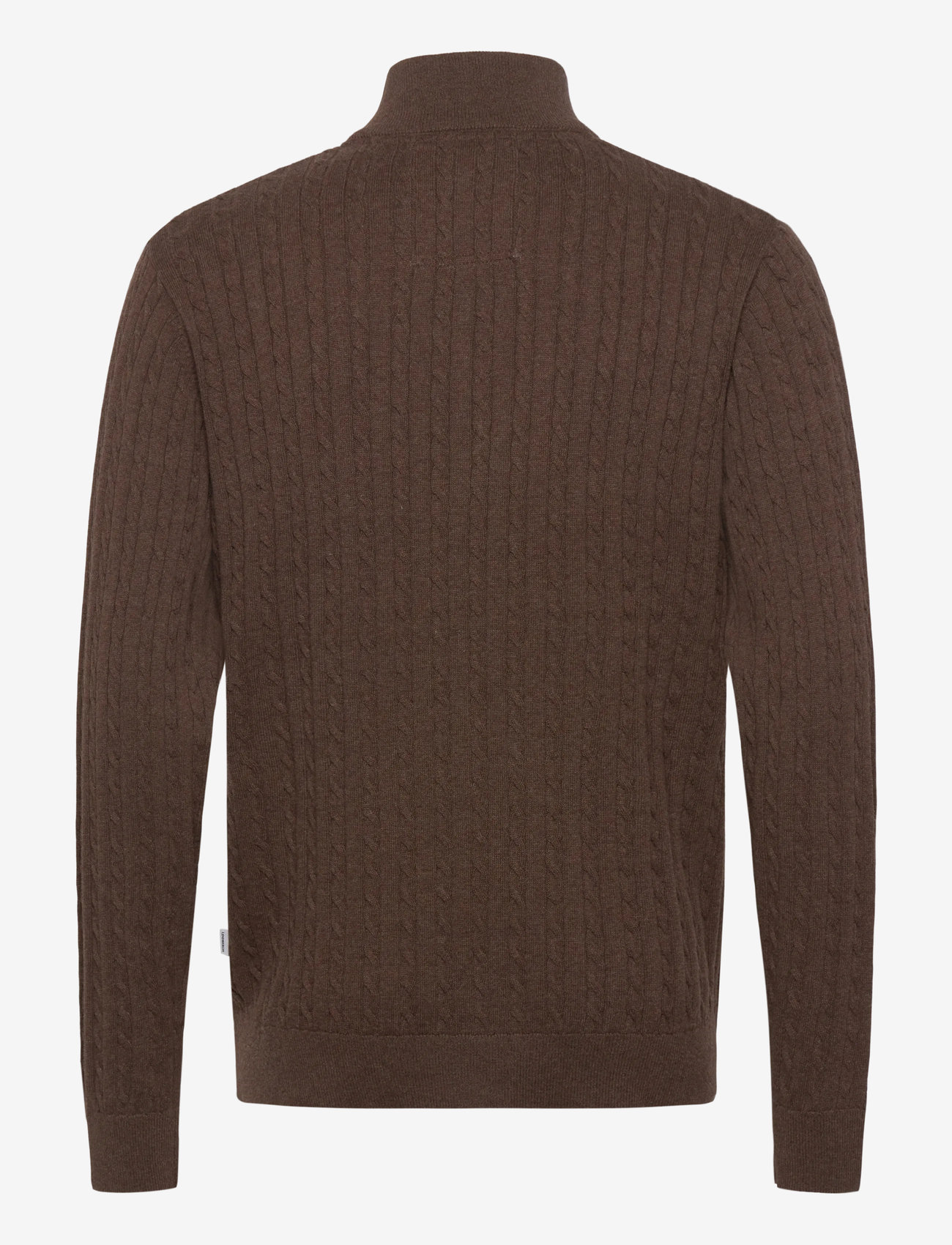 Lindbergh - 1/2 zip cable knit - half zip-tröjor - mid brown mel - 1