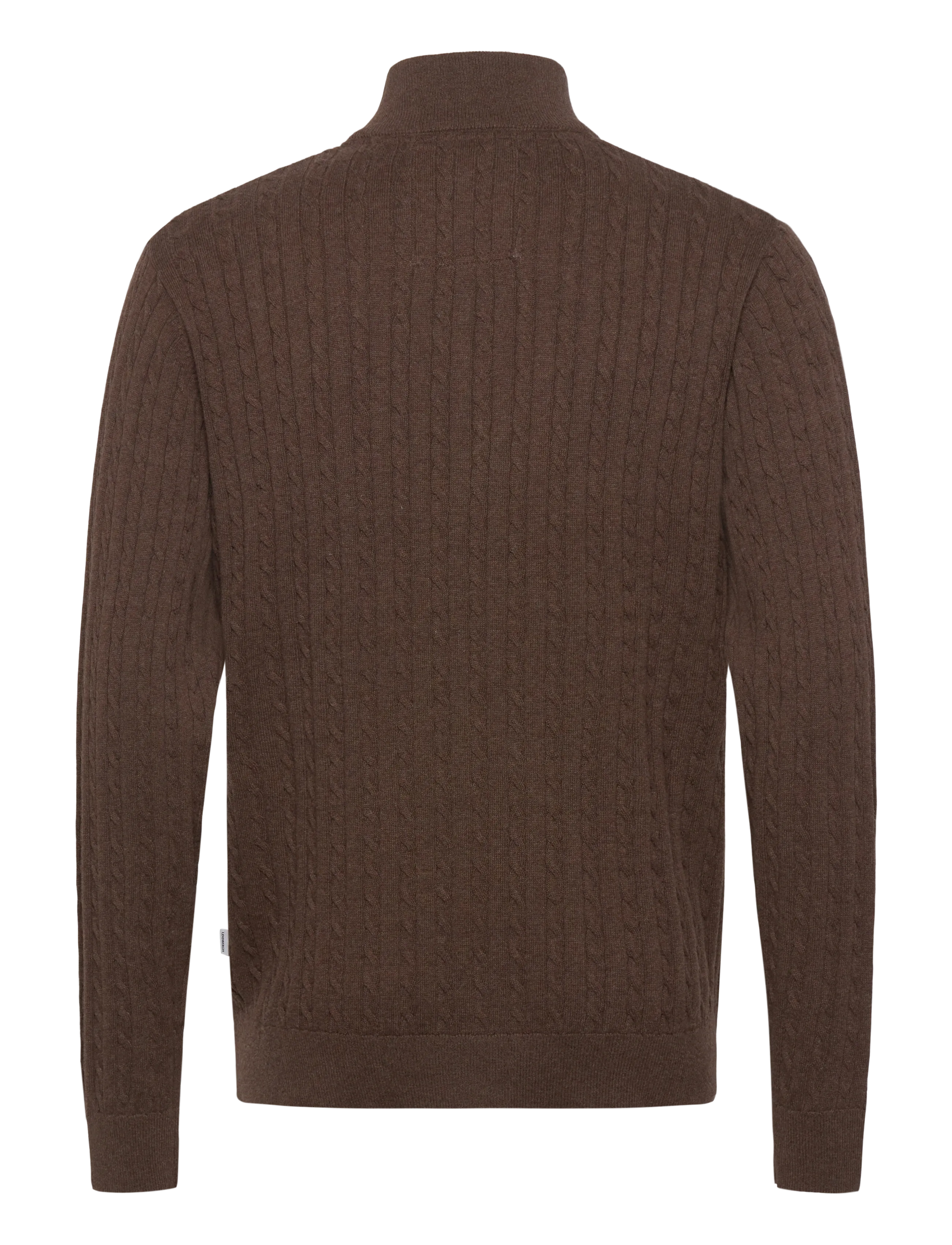 Lindbergh - 1/2 zip cable knit - strik - mid brown mel - 1