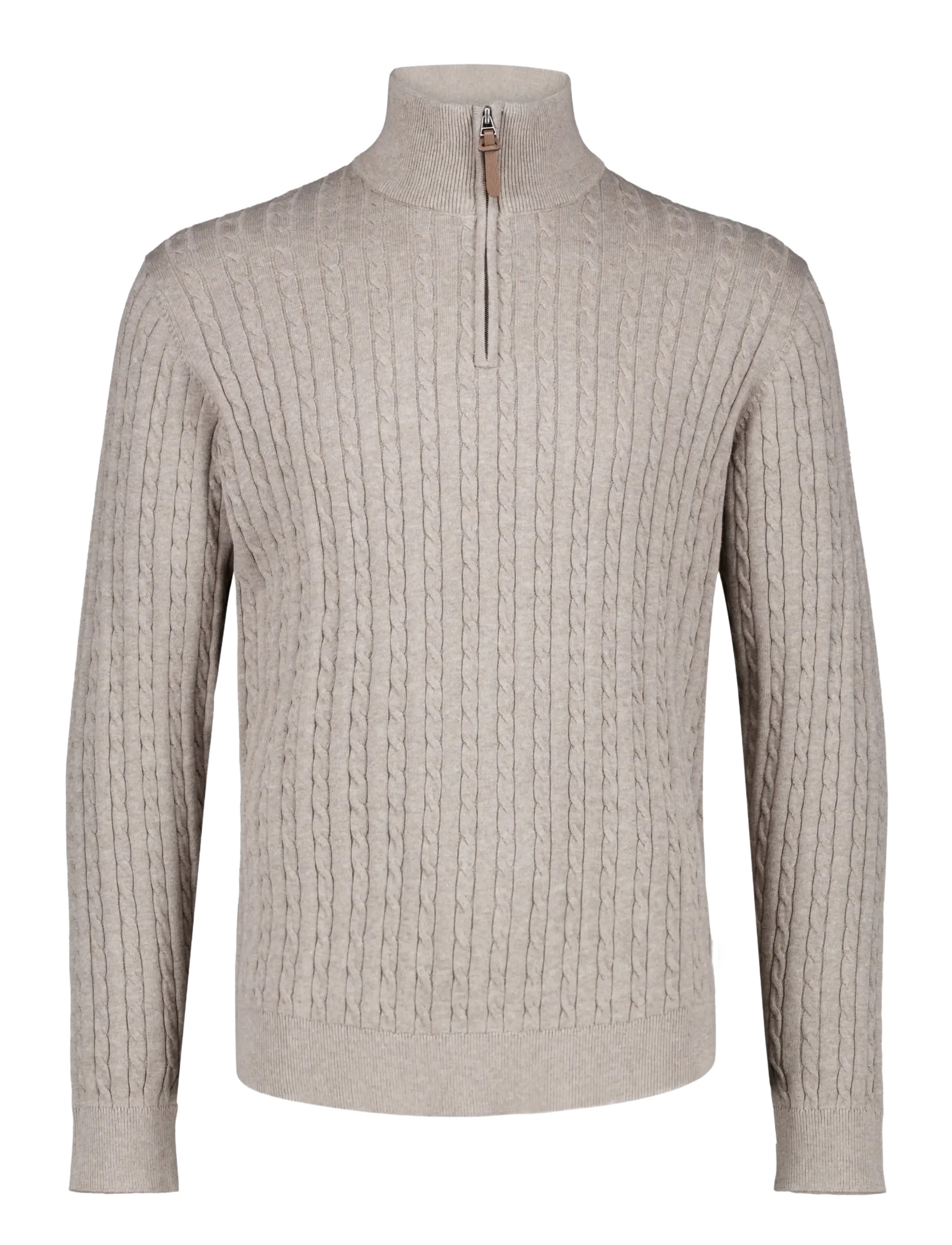 Lindbergh 1/2 zip cable knit - Lindbergh - MID SAND MEL / beige