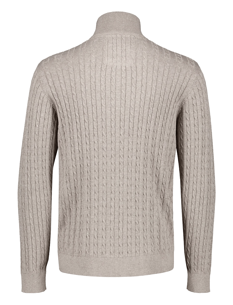 Lindbergh - 1/2 zip cable knit - half zip jumpers - mid sand mel - 2