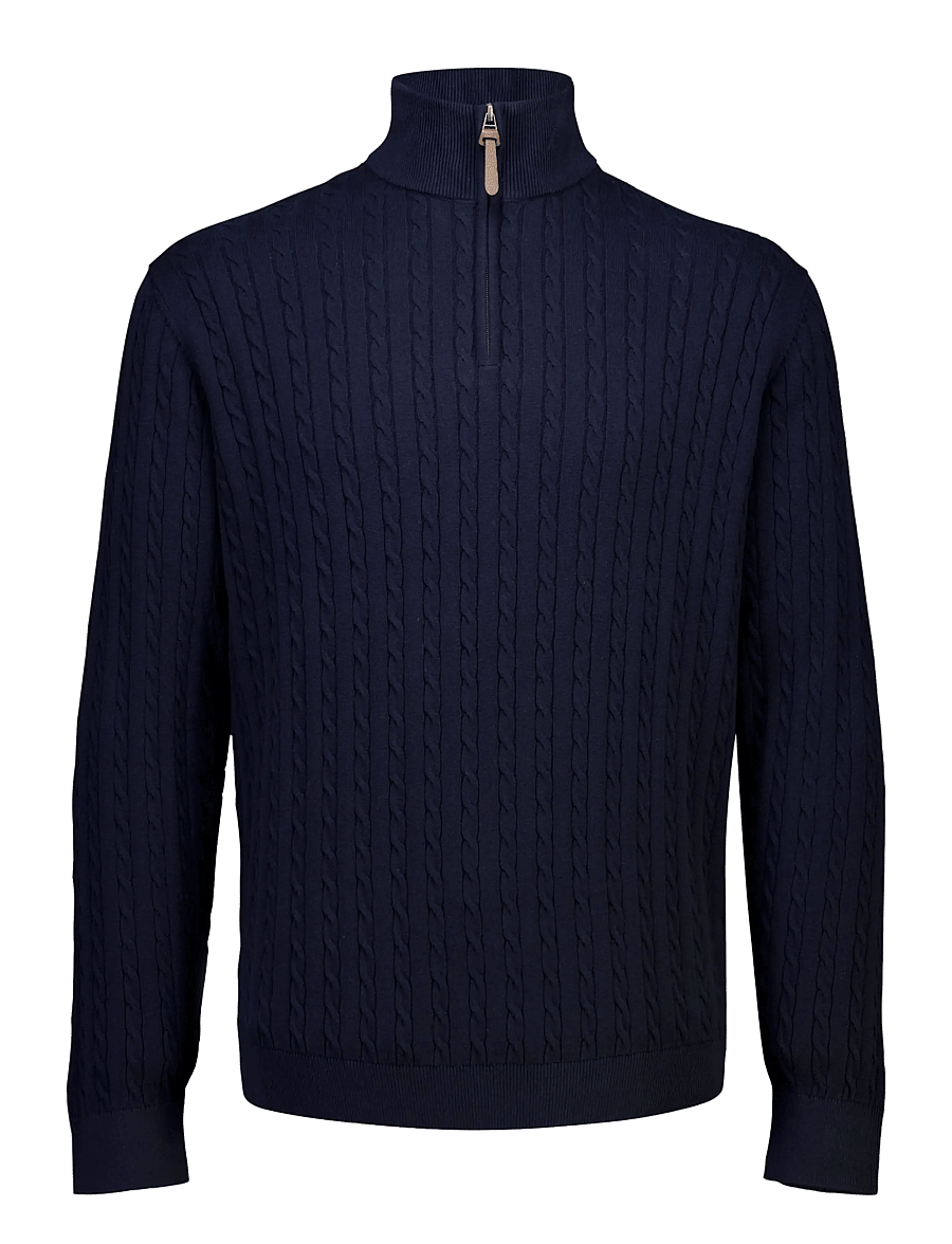 Lindbergh - 1/2 zip cable knit - pullover mit halbem reißverschluss - navy - 1