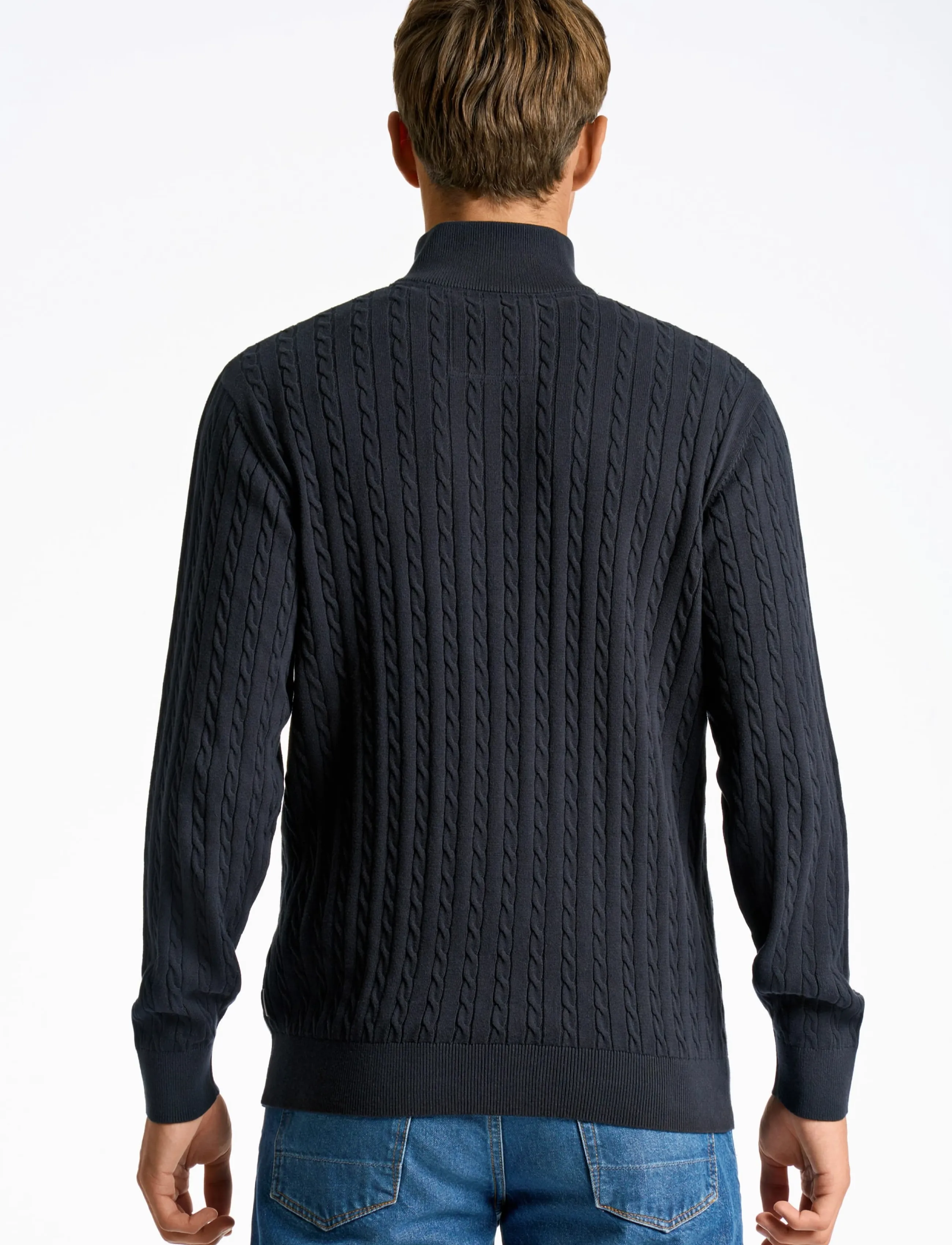 Lindbergh - 1/2 zip cable knit - pullover mit halbem reißverschluss - navy - 4