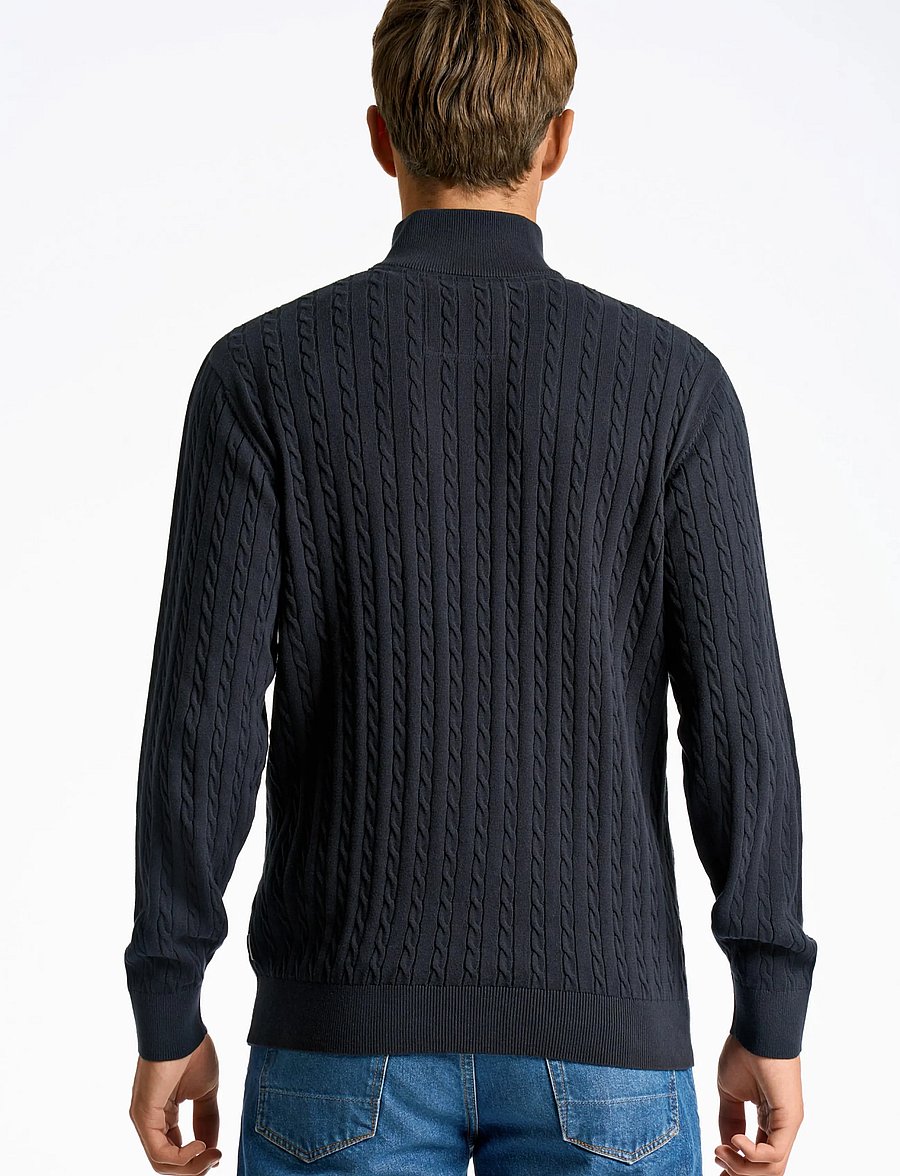 Lindbergh - 1/2 zip cable knit - pullover mit halbem reißverschluss - navy - 4