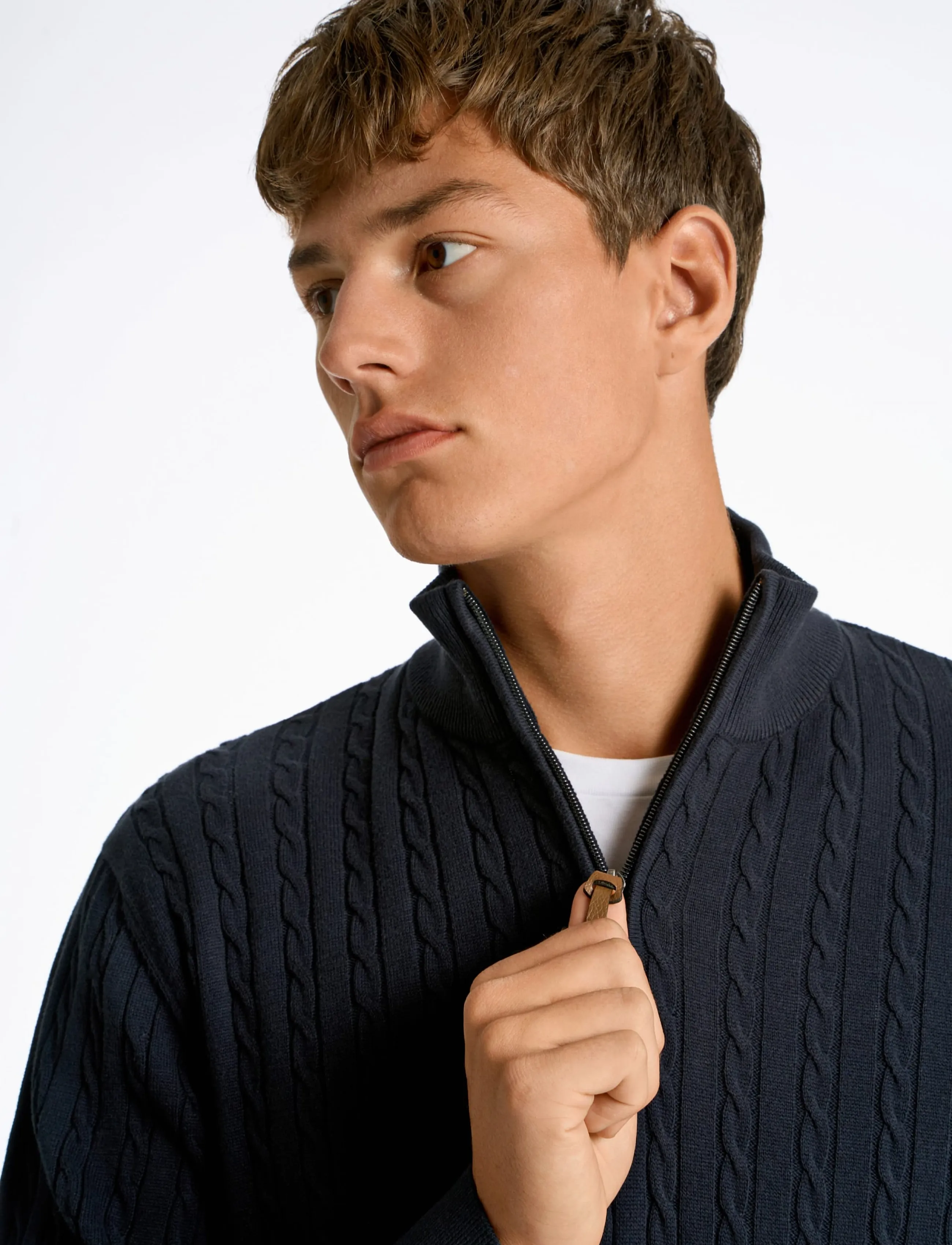 Lindbergh - 1/2 zip cable knit - pullover mit halbem reißverschluss - navy - 5