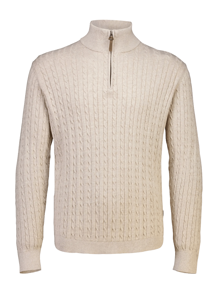 Lindbergh - 1/2 zip cable knit - half zip jumpers - off white mel - 1