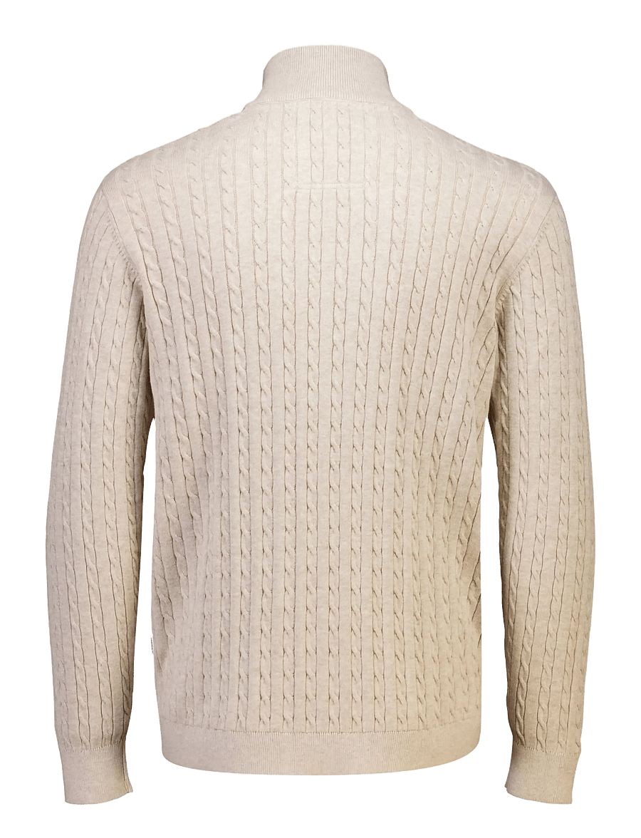 Lindbergh - 1/2 zip cable knit - half zip jumpers - off white mel - 2