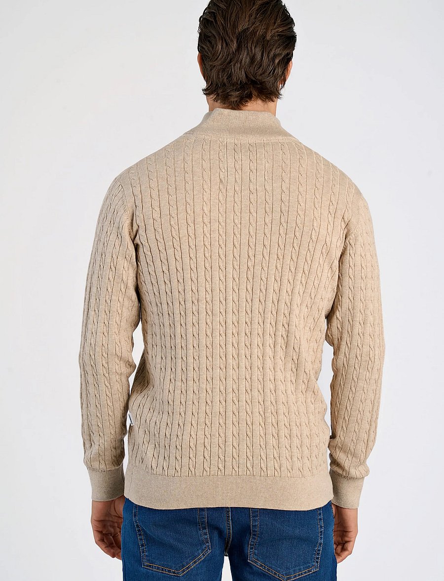 Lindbergh - 1/2 zip cable knit - half zip jumpers - off white mel - 4