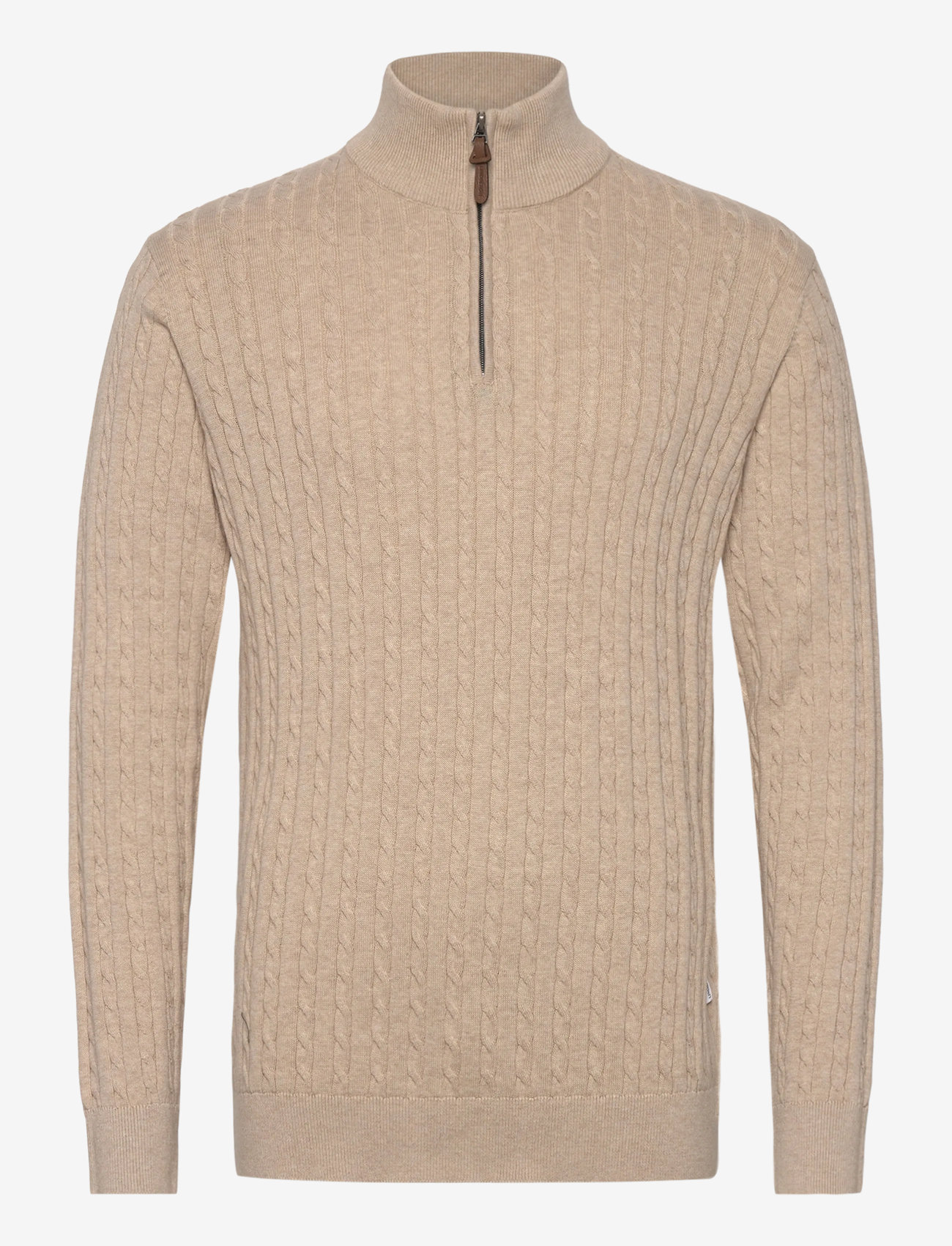 Lindbergh - 1/2 zip cable knit - herbstliche kleidung - off white mel - 0