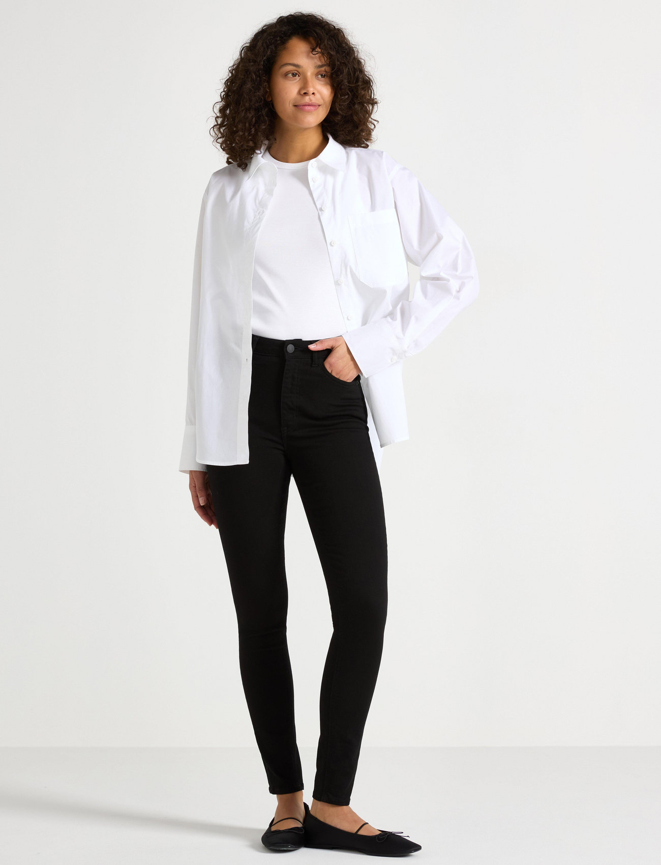 Lindex Trousers Denim Vera Stay Sort, Kvinder, Højtaljede Skinny Jeans, Sort, Str: 36